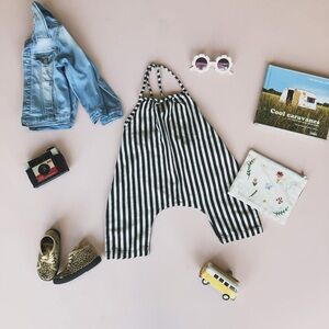 🖤 Funky Kids Black & White Striped Harem Jumpsuit – 12/18 Months 🤍